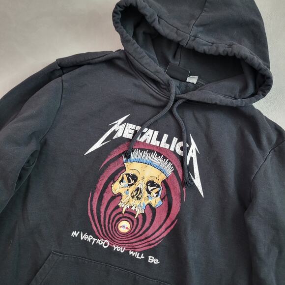 H&M Metallica In Vertigo You Will Be Hoodie Mens M Black Fleece Sweatshirt - Picture 2 of 10